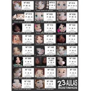 Curso online De Rostinhos Realista de boneca de Pano com 10 Estêncil + 23 aulas aleatórias